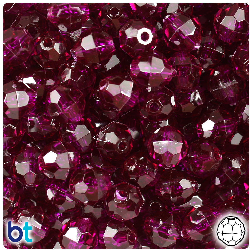 Wholesale Case 10mm Faceted Round Plastic Beads - Transparent