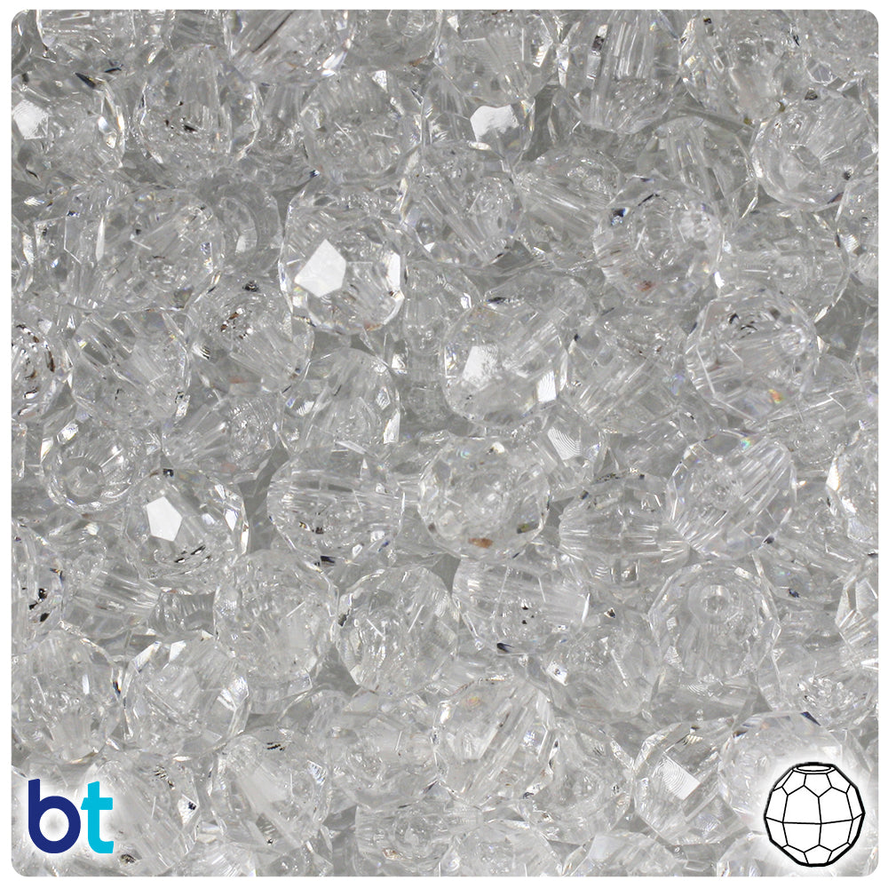 Crystal Transparent 10mm Faceted Round Plastic Beads (225pcs)