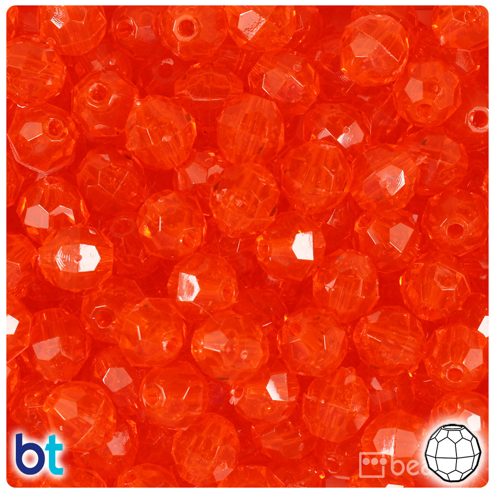 Hyacinth Transparent 10mm Faceted Round Plastic Beads (225pcs)