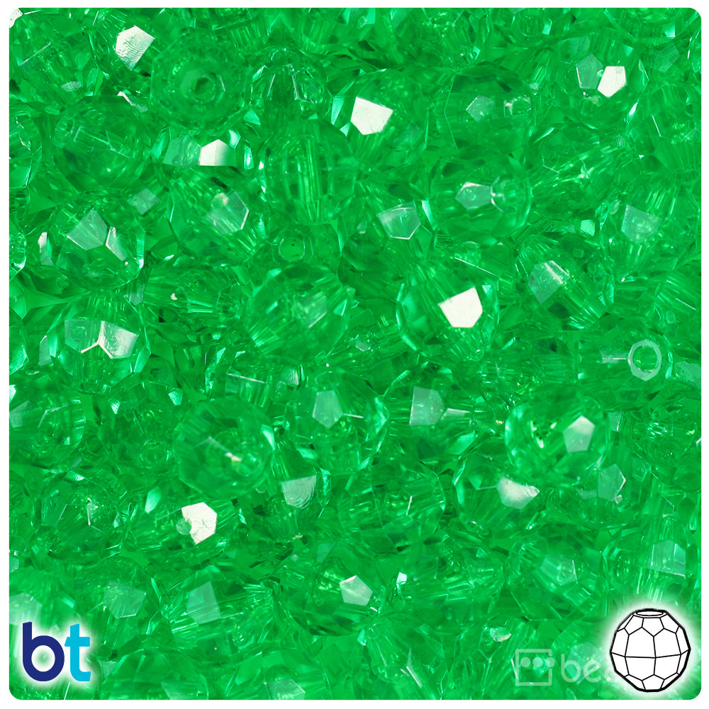 Mint Transparent 10mm Faceted Round Plastic Beads (225pcs)