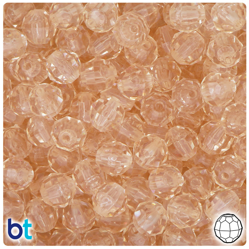 Champagne Transparent 10mm Faceted Round Plastic Beads (225pcs)