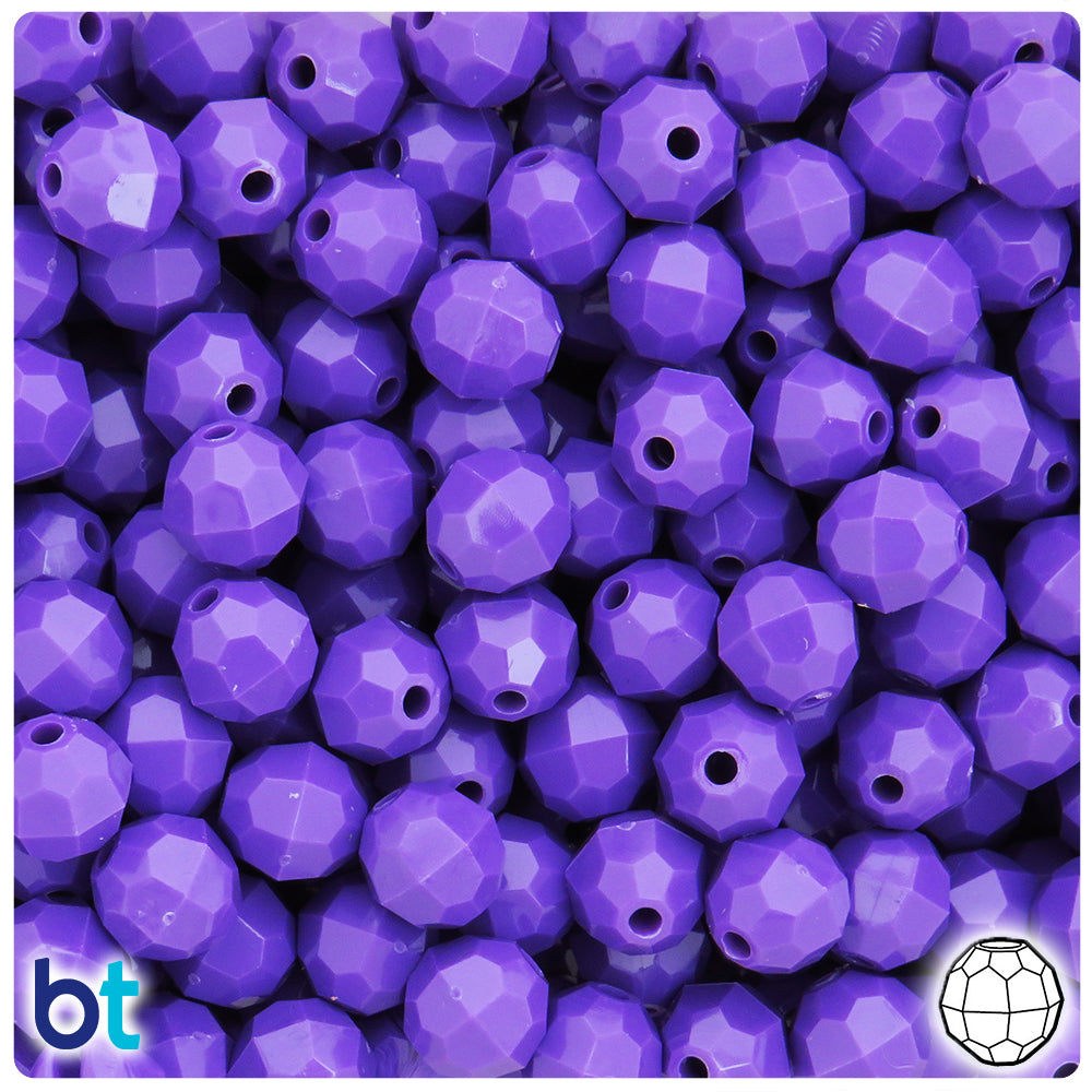 Dark Lilac Opaque 10mm Faceted Round Plastic Beads (225pcs)