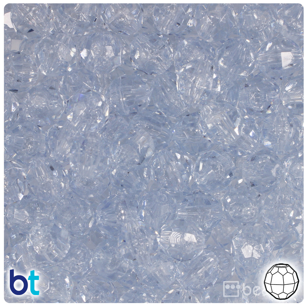 Ice Blue Transparent 10mm Faceted Round Plastic Beads (225pcs)