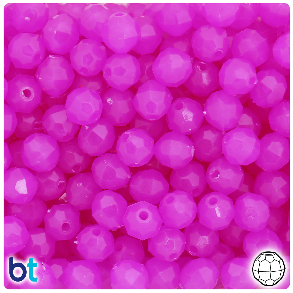 Purple Glow 10mm Faceted Round Plastic Beads (225pcs)