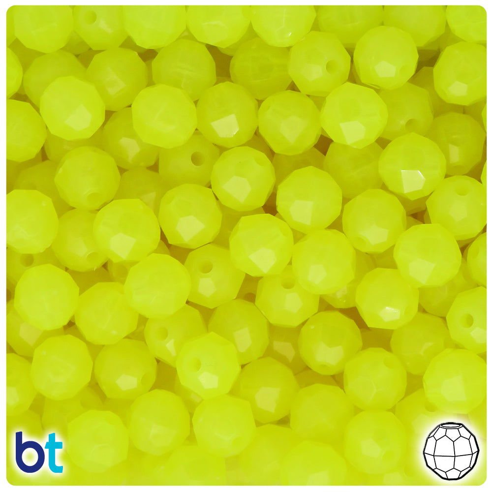 Yellow Glow 10mm Faceted Round Plastic Beads (225pcs)