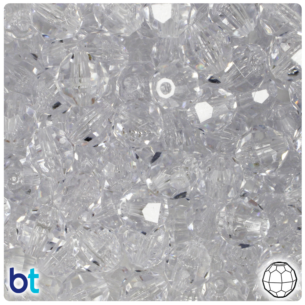Crystal Transparent 12mm Faceted Round Plastic Beads (180pcs)