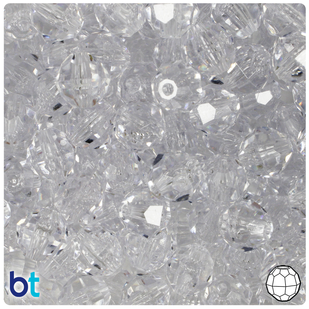 Wholesale Case 12mm Faceted Round Plastic Beads - Transparent