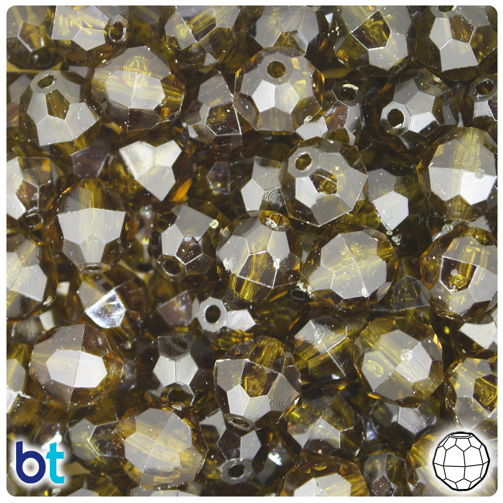 Avocado Transparent 12mm Faceted Round Plastic Beads (180pcs)