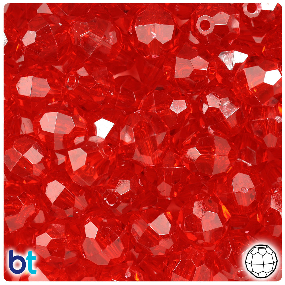 Ruby Transparent 12mm Faceted Round Plastic Beads (180pcs)