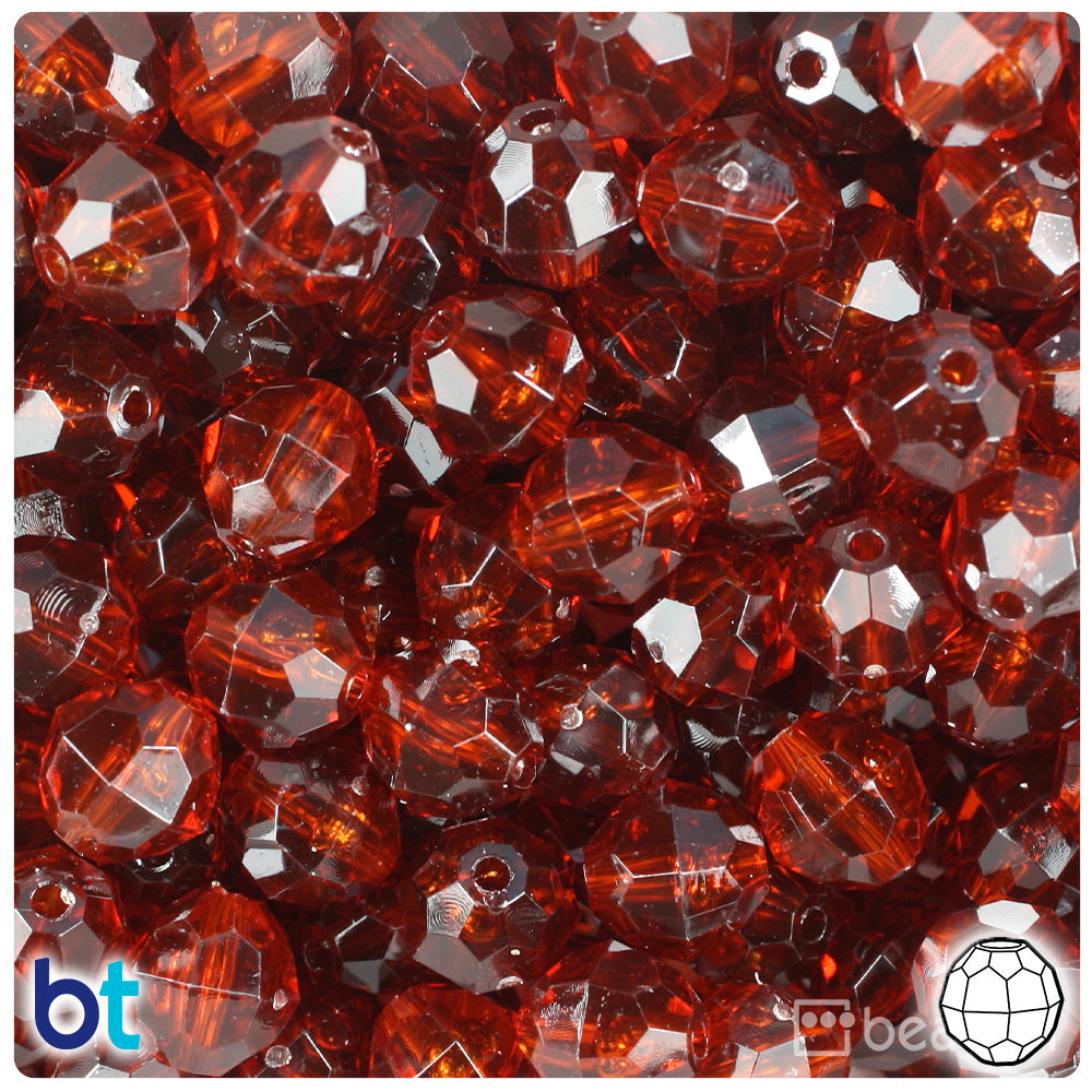 Tortoise Transparent 12mm Faceted Round Plastic Beads (180pcs)