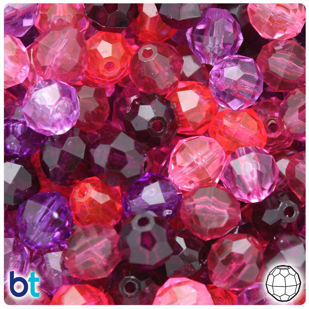 Beadtin Mixed Transparent 8mm Faceted Round Craft Beads (450pc)