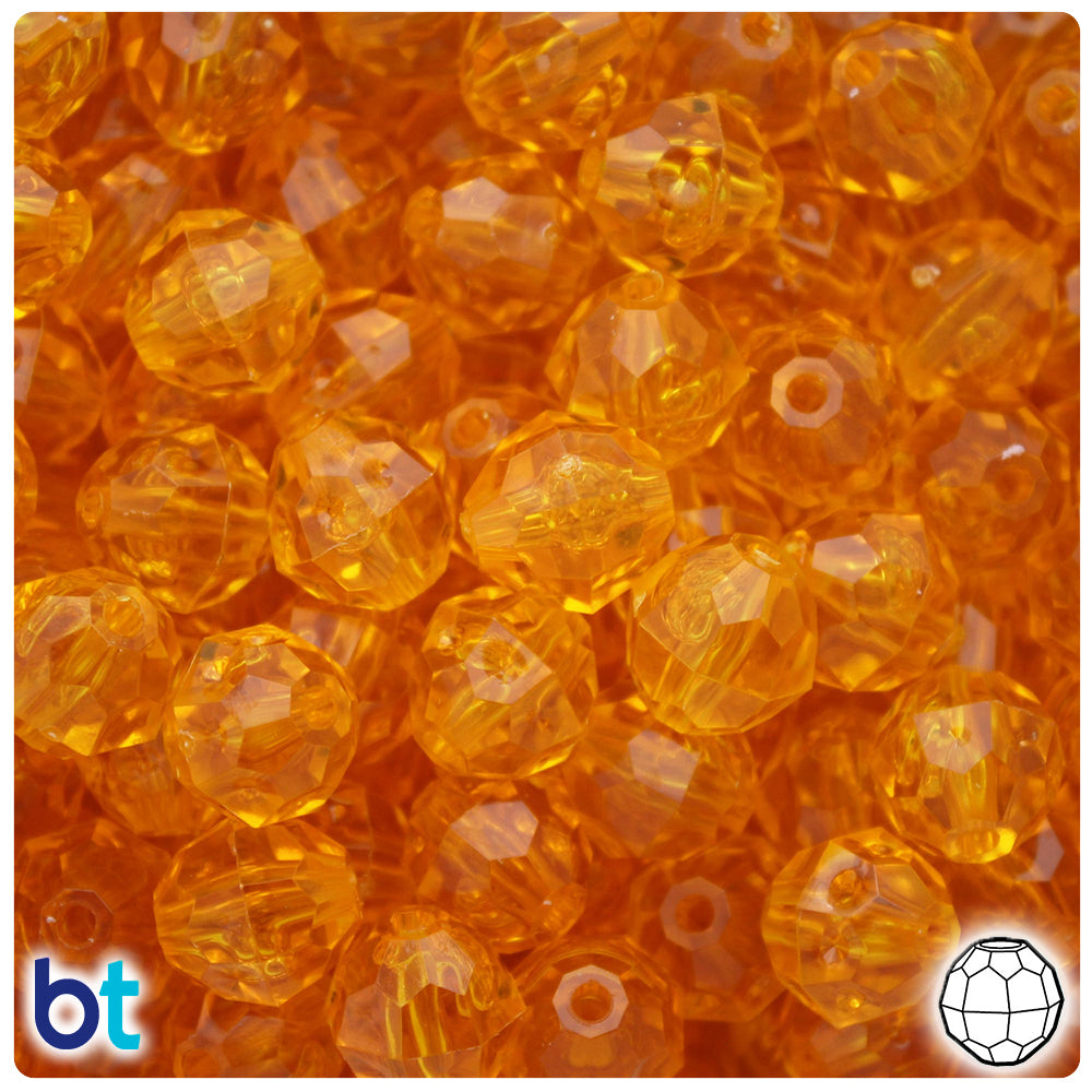 Sun Gold Transparent 12mm Faceted Round Plastic Beads (180pcs)