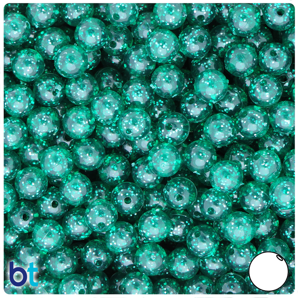 Emerald Sparkle 8mm Round Plastic Beads (300pcs)