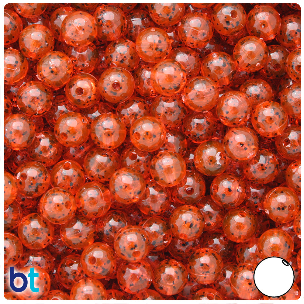 Hyacinth Black Sparkle 8mm Round Plastic Beads (300pcs)