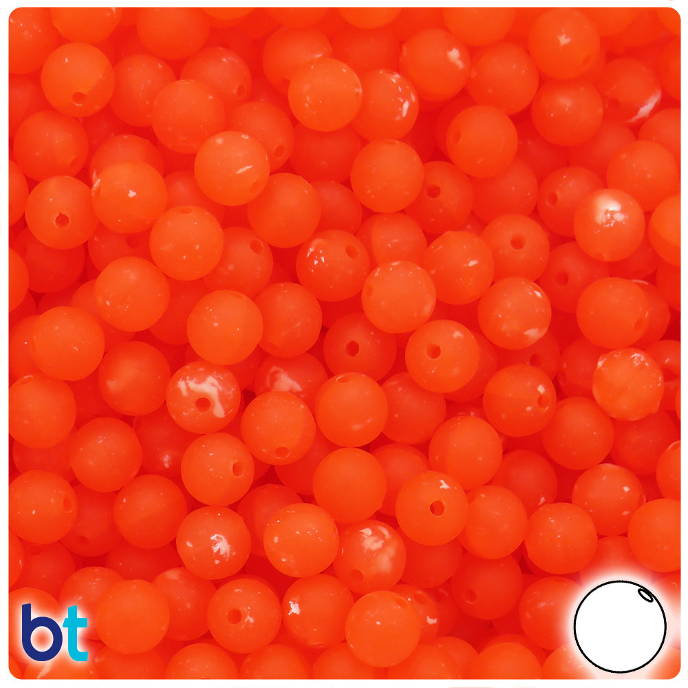 Hyacinth Frosted 8mm Round Plastic Beads - White Swirls (300pcs)