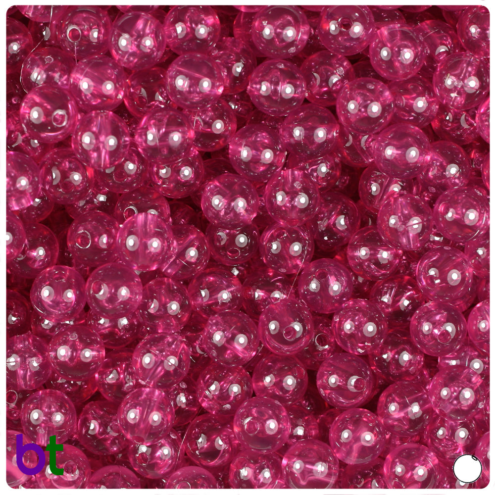 Fuchsia Transparent 8mm Round Plastic Beads (300pcs)