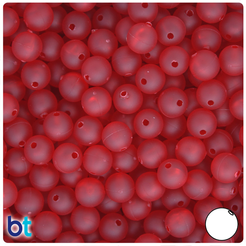 Dark Ruby Frosted 8mm Round Plastic Beads (300pcs)