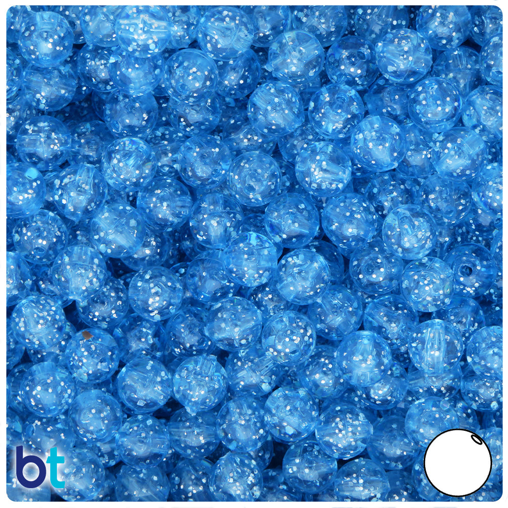 Light Sapphire Sparkle 8mm Round Plastic Beads (300pcs)