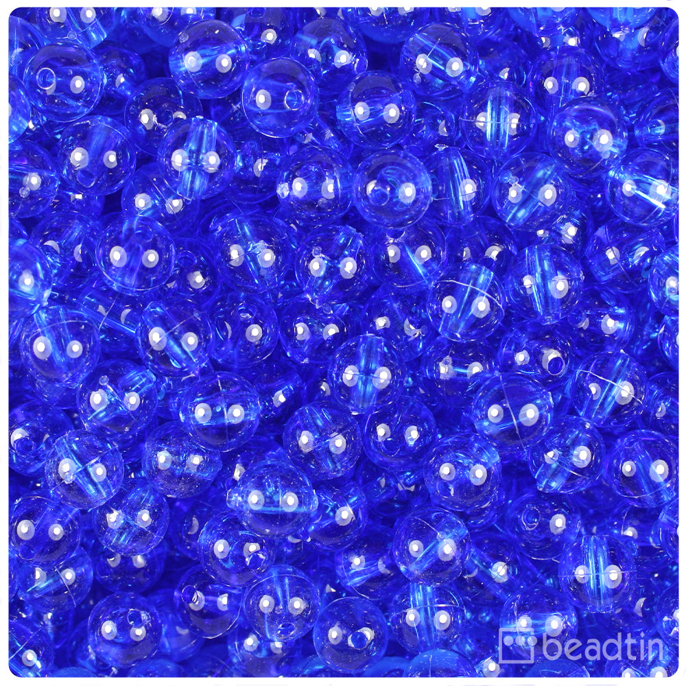 Dark Sapphire Transparent 8mm Round Plastic Beads (300pcs)