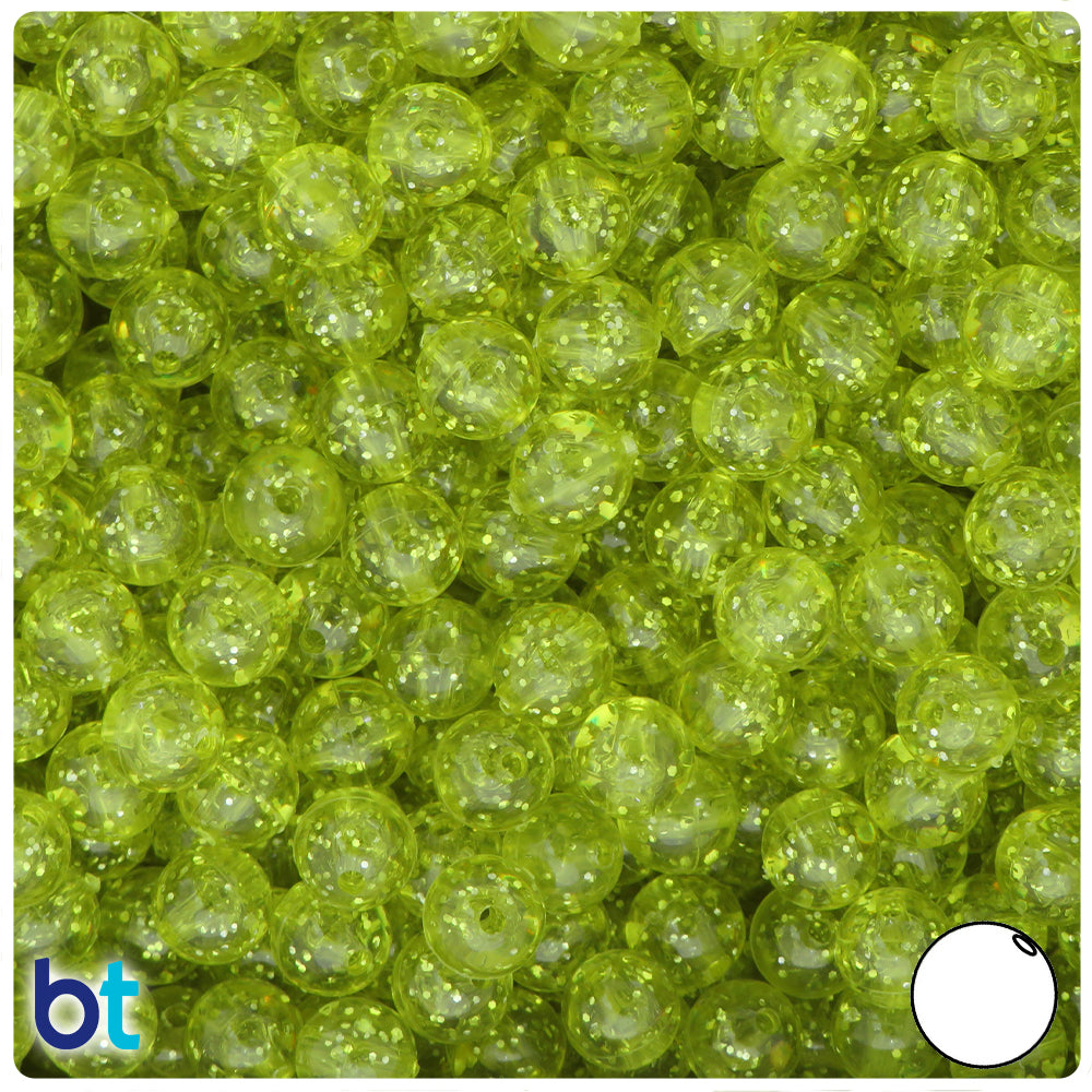 Yellow Sparkle 8mm Round Plastic Beads (300pcs)