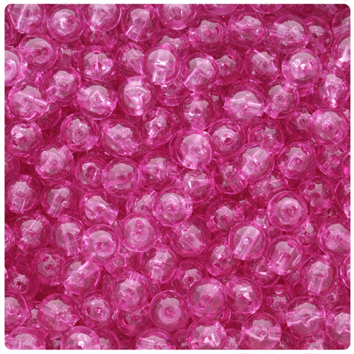 Light Fuchsia Transparent 8mm Round Plastic Beads (300pcs)