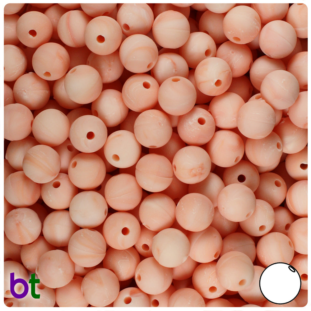 Peach Swirl Matte 8mm Round Plastic Beads (300pcs)