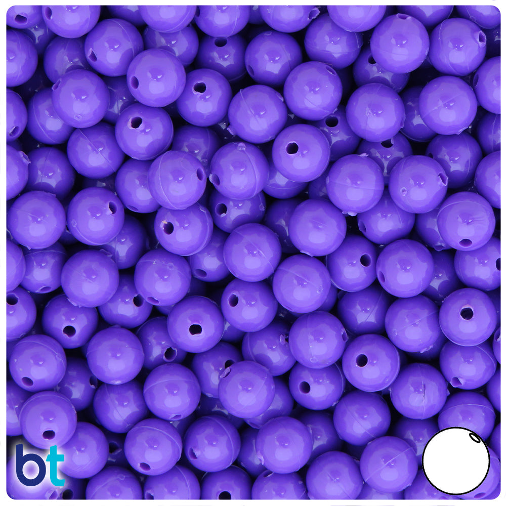 Dark Lilac Opaque 8mm Round Plastic Beads (300pcs)