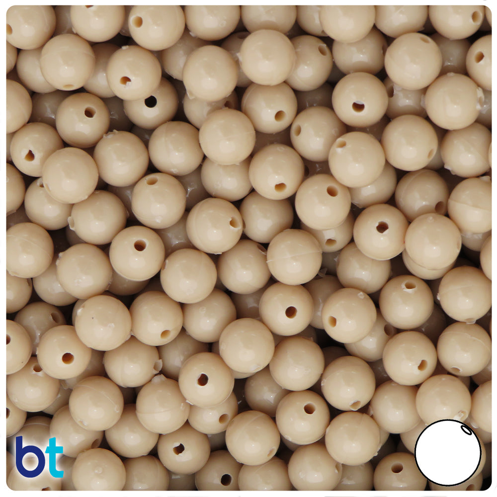 Dark Ivory Opaque 8mm Round Plastic Beads (300pcs)