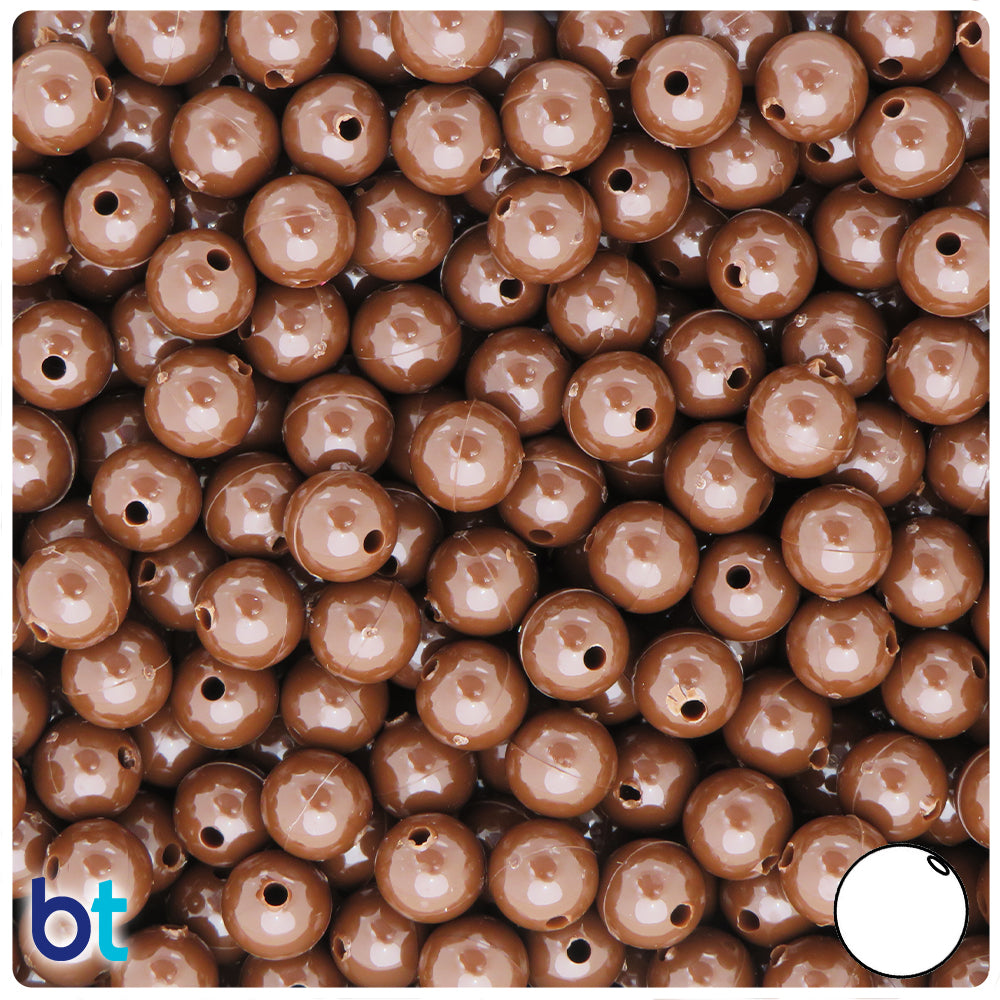 Chocolate Opaque 8mm Round Plastic Beads (300pcs)