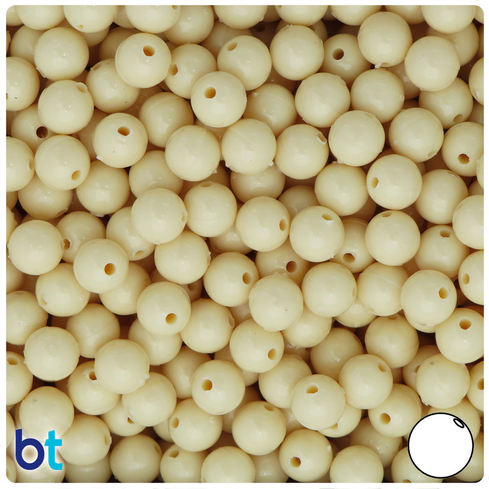 Ivory Opaque 8mm Round Plastic Beads (300pcs)