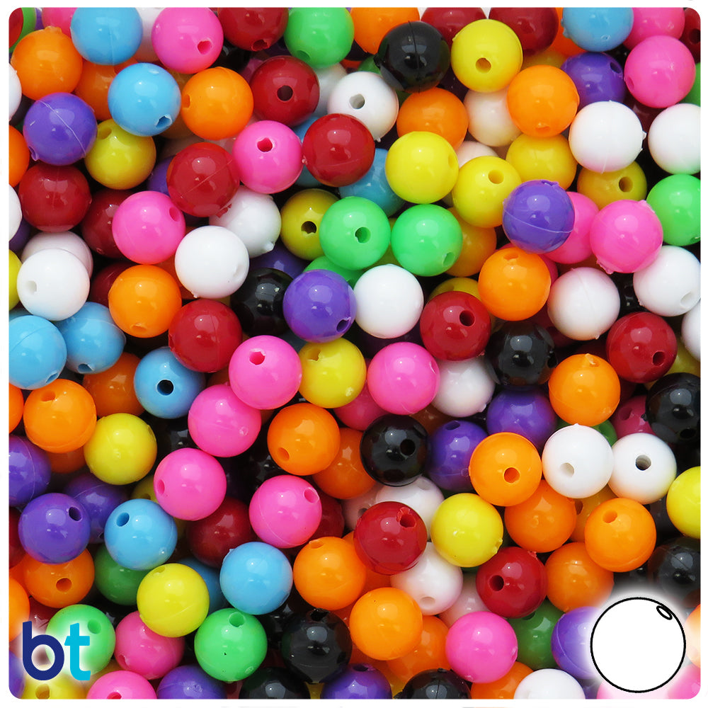 Opaque Mix 8mm Round Plastic Beads (300pcs)