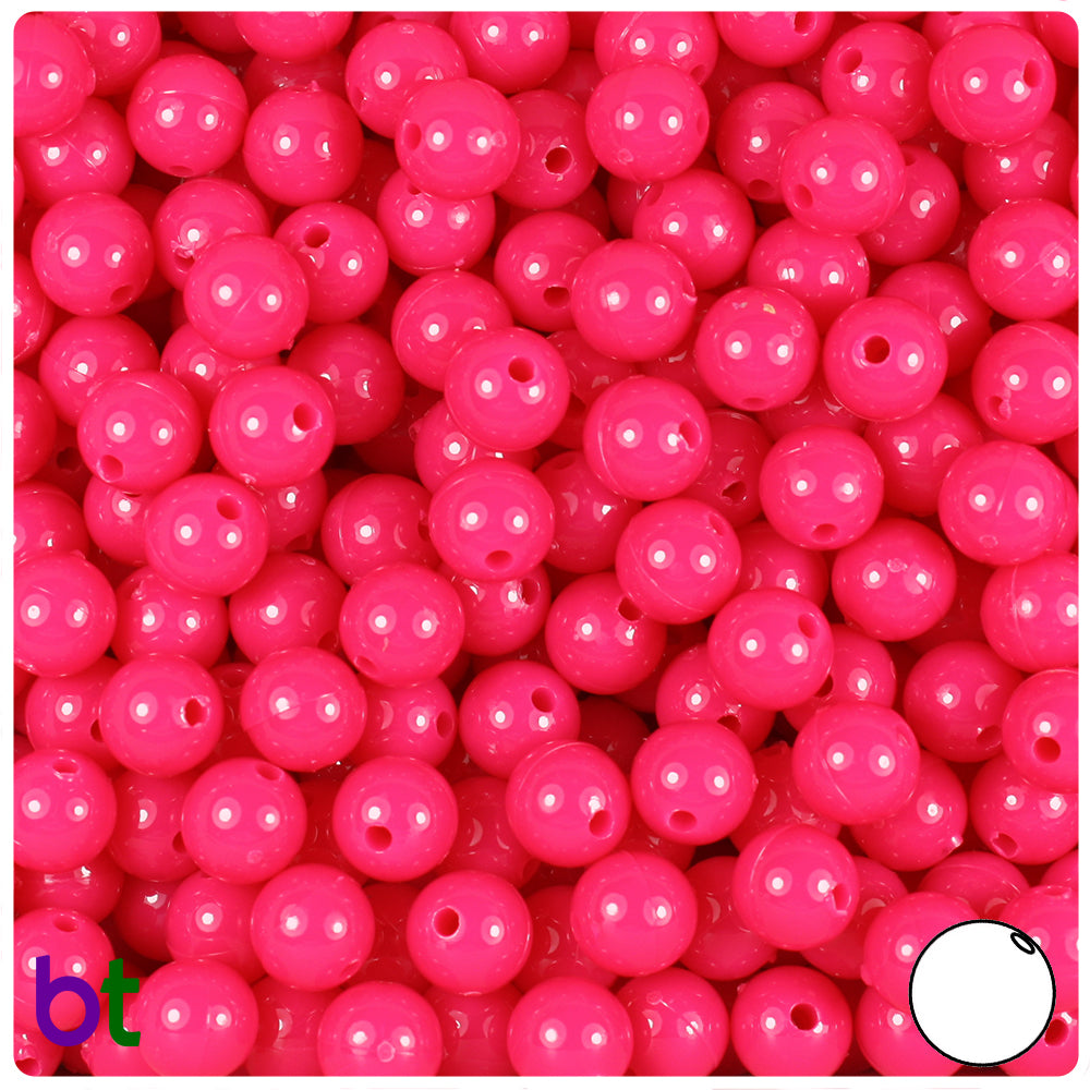 Magenta Neon Bright 8mm Round Plastic Beads (300pcs)