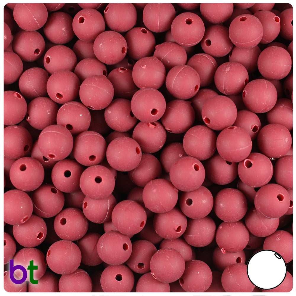 Burgundy Matte 8mm Round Plastic Beads (300pcs)