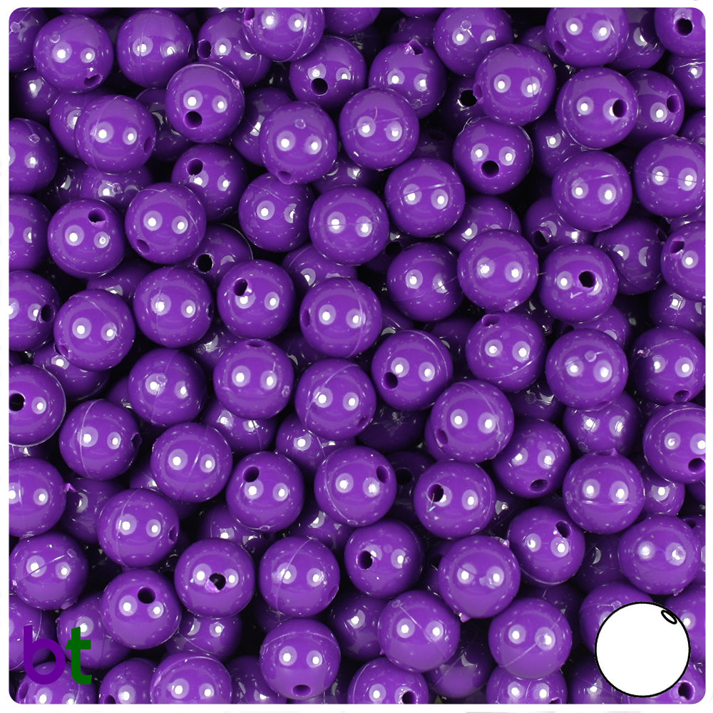 Plum Neon Bright 8mm Round Plastic Beads (300pcs)