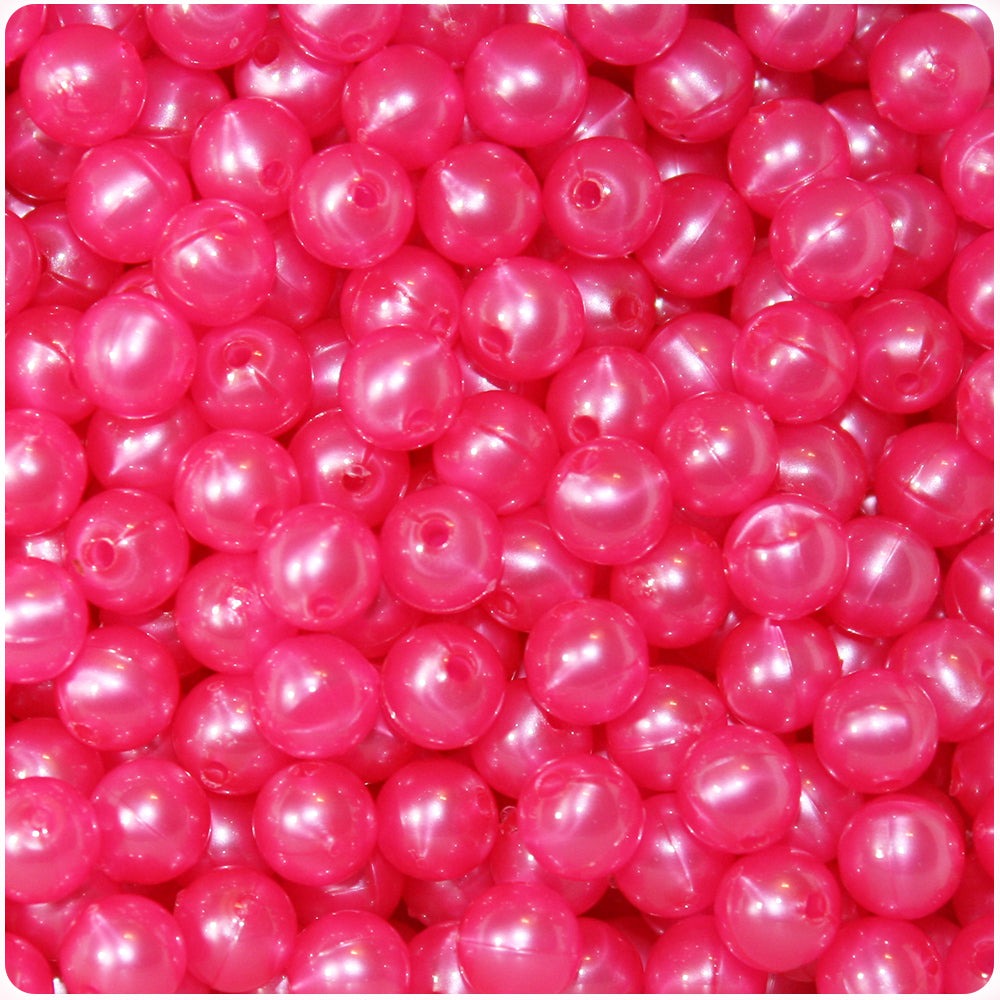Hot Pink Pearl 8mm Round Plastic Beads (300pcs)