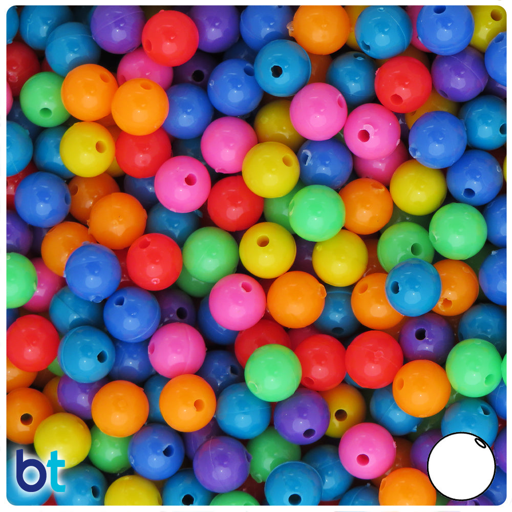 Circus Mix Opaque 8mm Round Plastic Beads (300pcs)