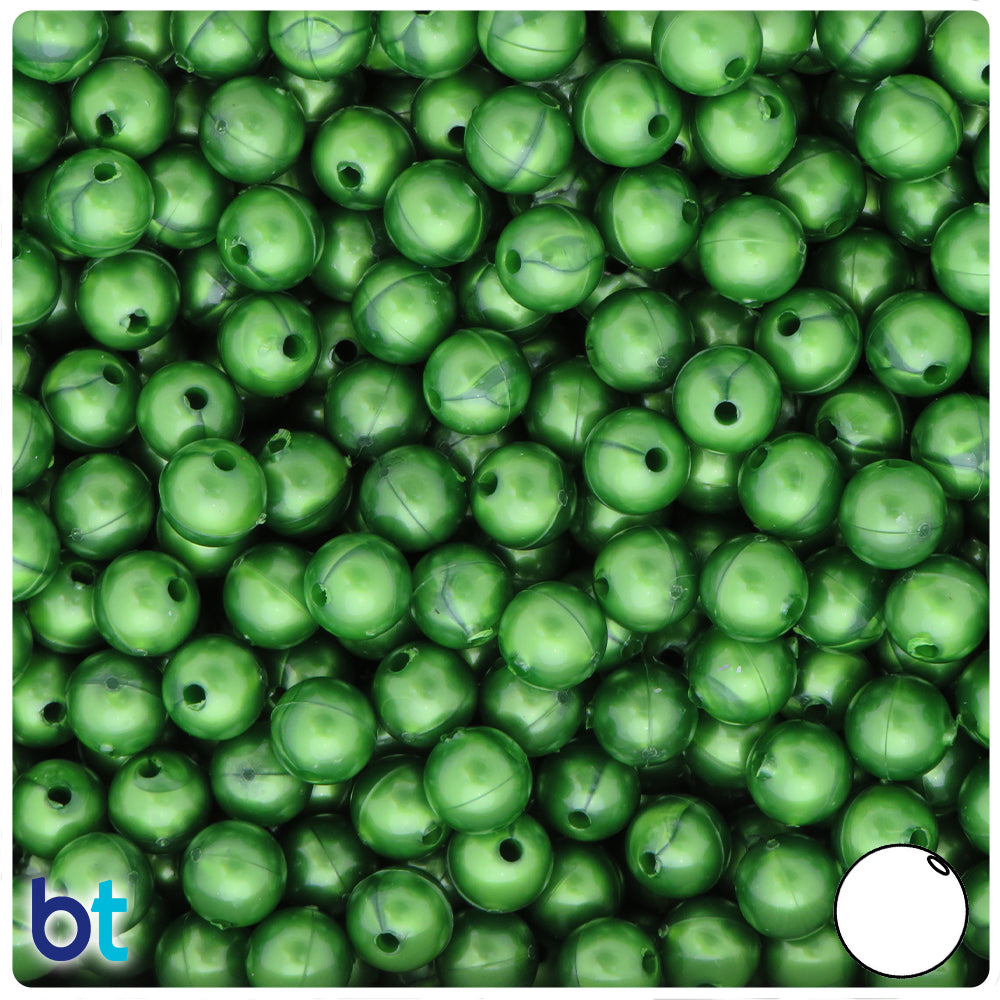 Dark Green Pearl 8mm Round Plastic Beads (300pcs)