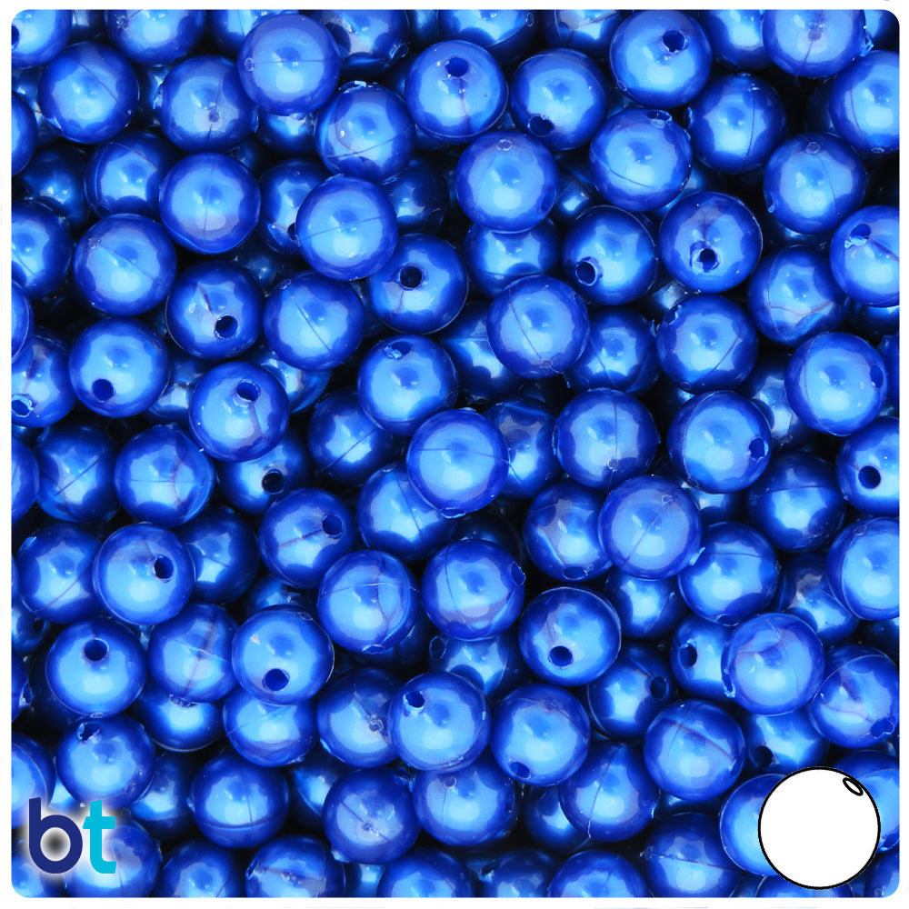 Cobalt Pearl 8mm Round Plastic Beads (300pcs)
