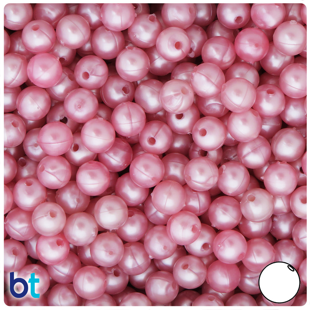 Medium Rose Pearl 8mm Round Plastic Beads (300pcs)
