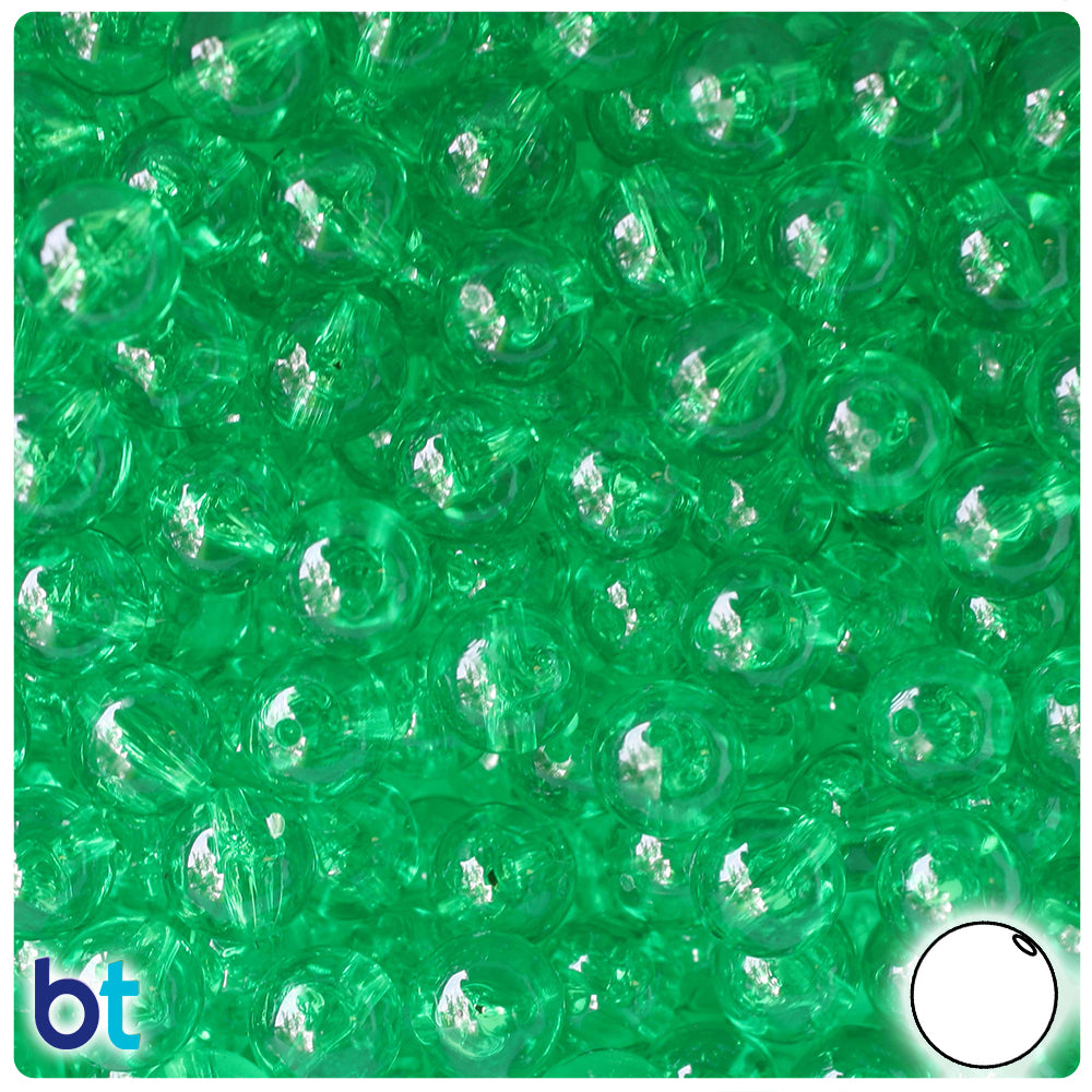 Mint Transparent 10mm Round Plastic Beads (150pcs)