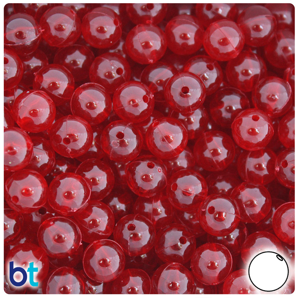 Dark Ruby Transparent 10mm Round Plastic Beads (150pcs)