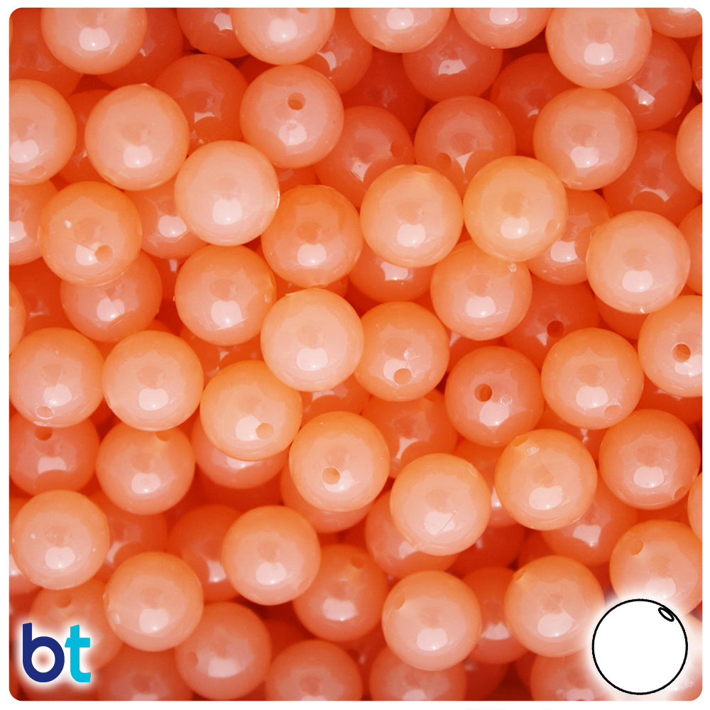 Orange Glow Frosted 10mm Round Plastic Beads (150pcs)