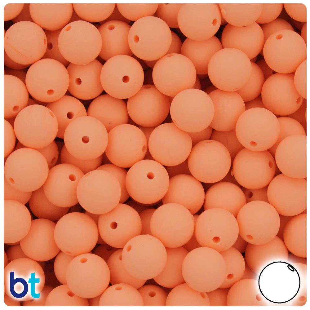 Peach Matte 10mm Round Plastic Beads (150pcs)