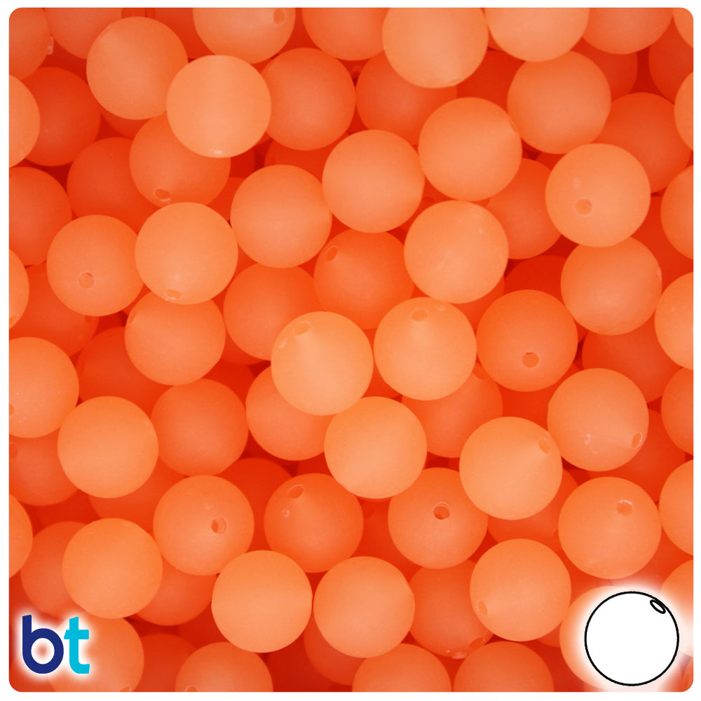 Orange Glow Frosted 10mm Round Plastic Beads (150pcs)