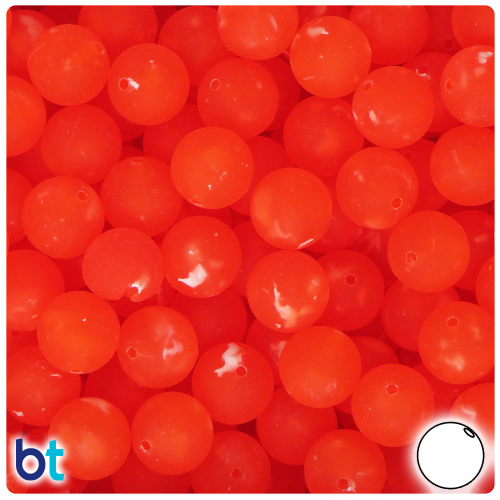 Hyacinth Frosted 12mm Round Plastic Beads - White Swirls (60pcs)