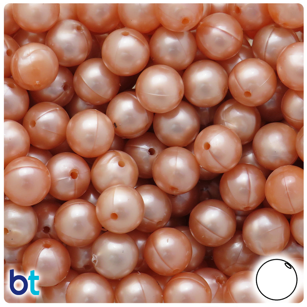 Peach Pearl 12mm Round Plastic Beads (60pcs)