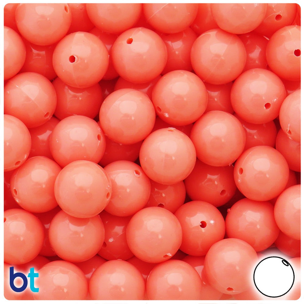 Salmon Opaque 14mm Round Plastic Beads (36pcs)