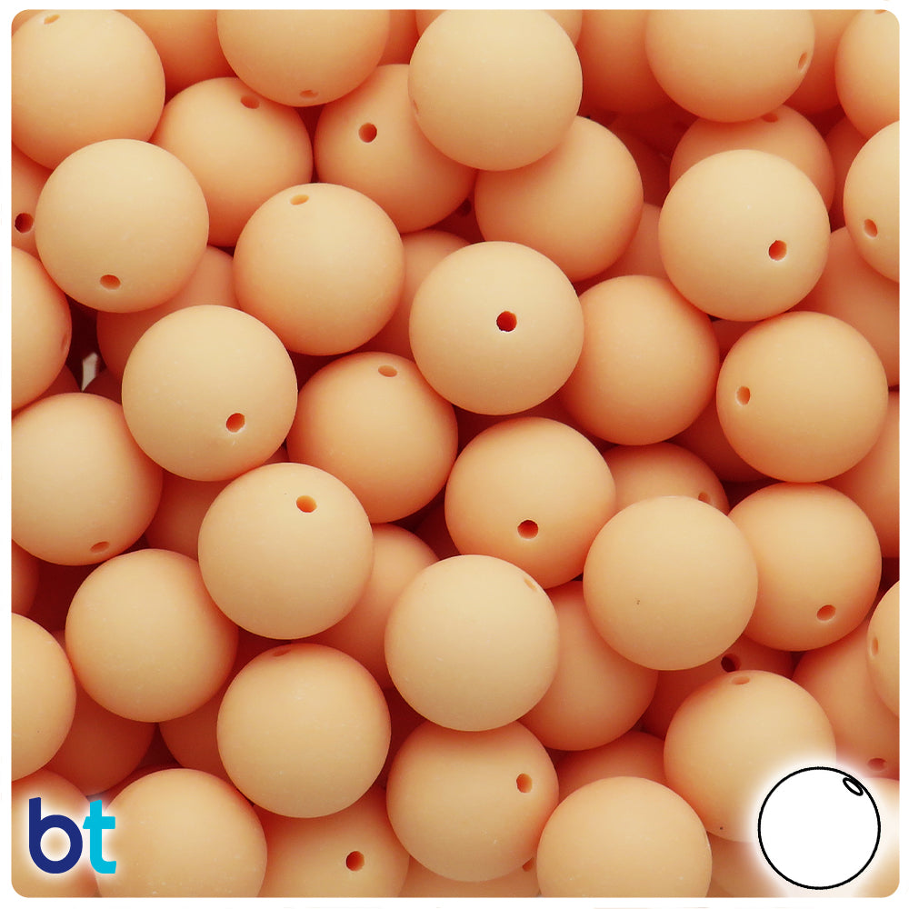 Cream Swirl Matte 14mm Round Plastic Beads (36pcs)