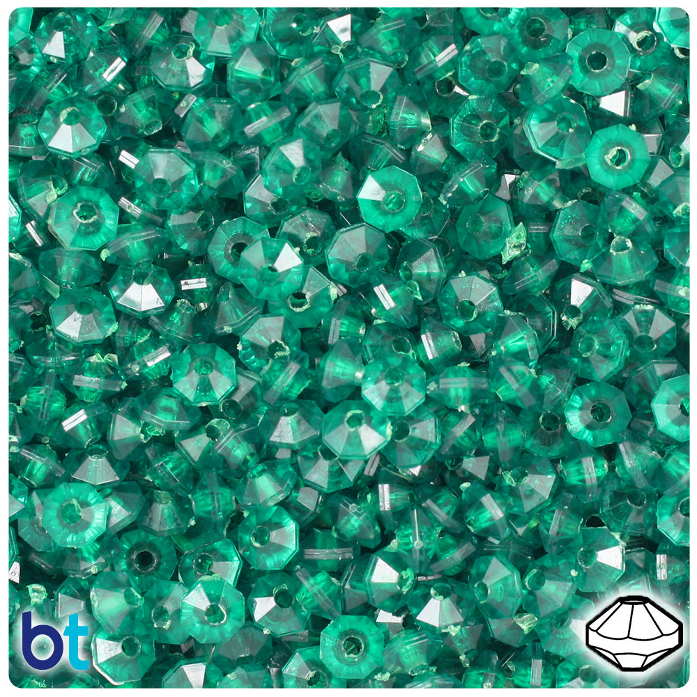 Emerald Transparent 6mm Faceted Rondelle Plastic Beads (1350pcs)