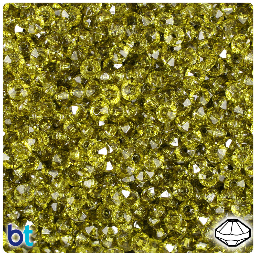 Avocado Transparent 6mm Faceted Rondelle Plastic Beads (1350pcs)